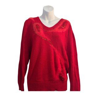 Sparkly Knit Sweater w/ Fur and Sequin Details